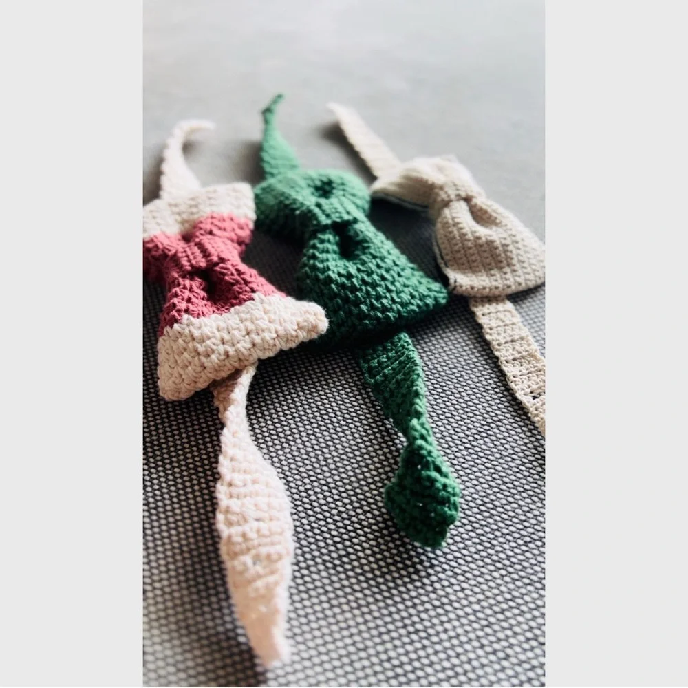 Knitted BowTies - Green, Pink, Cream